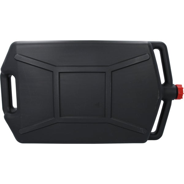 KS Tools Altöl-Auffangkanister aus schwarzem Kunststoff mit integriertem Trichter und Ausguss.