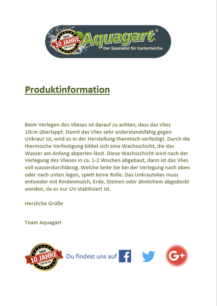 Produktinformationen und Aquagart Firmenlogo