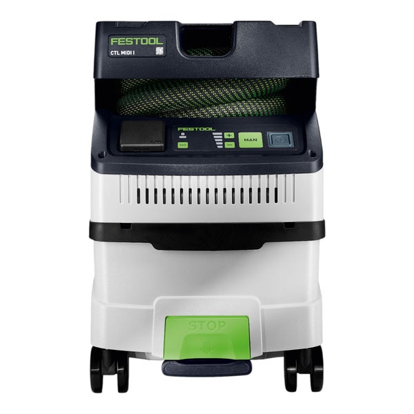 Festool Absaugmobil CTL MIDI I mit Bedienfeld, Schlauchdepot und Festool Logo.