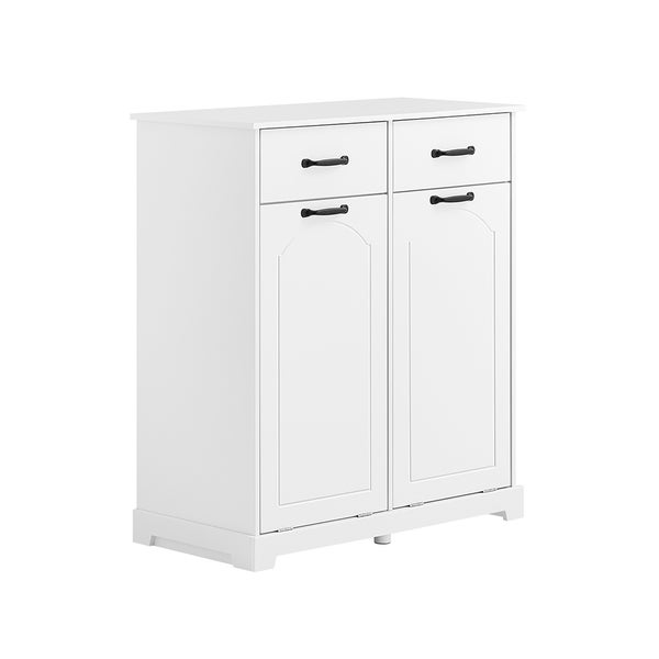Weißer Schuhschrank mit zwei Schubladen und zwei Türen