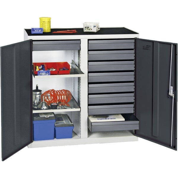 Stumpf Werkzeug- und Materialschrank Serie 3000 lichtgrau / anthrazitgrau 9 Schubladen 100 mm + 2 Auszugsböden - 3002971