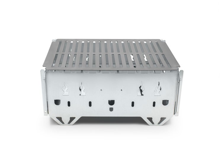The Favilla Hubo Zerlegbarer Tragbarer Grill – Kompakter Outdoor Campinggrill mit Spießhalterungen & Tragetasche – Feuerstelle für Garten, Picknick, Balkon & Reisen – 6,3 kg