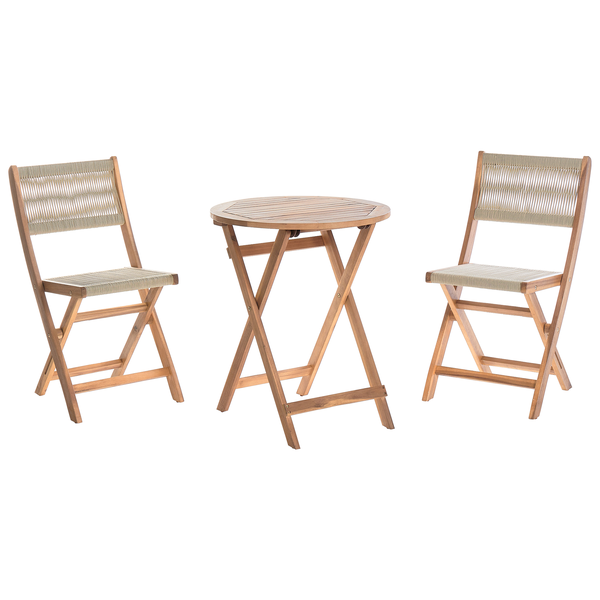 Bistro Set klappbar PROSSEDI Akazienholz Beige