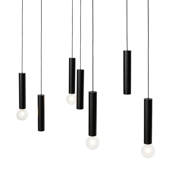 Design-Hängelampe schwarz oval 7-flammig - Tuba