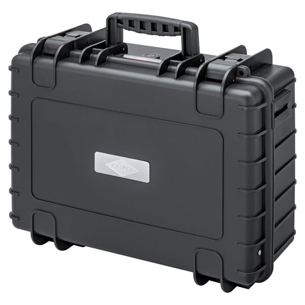 Robuster Knipex Werkzeugkoffer aus schwarzem Kunststoff mit Tragegriff und Knipex Logo.
