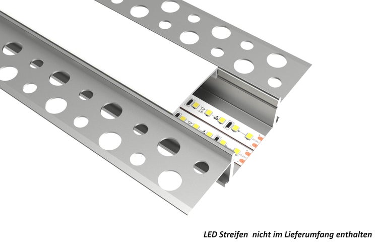 Aluminiumprofil mit LED-Streifen und runden Aussparungen