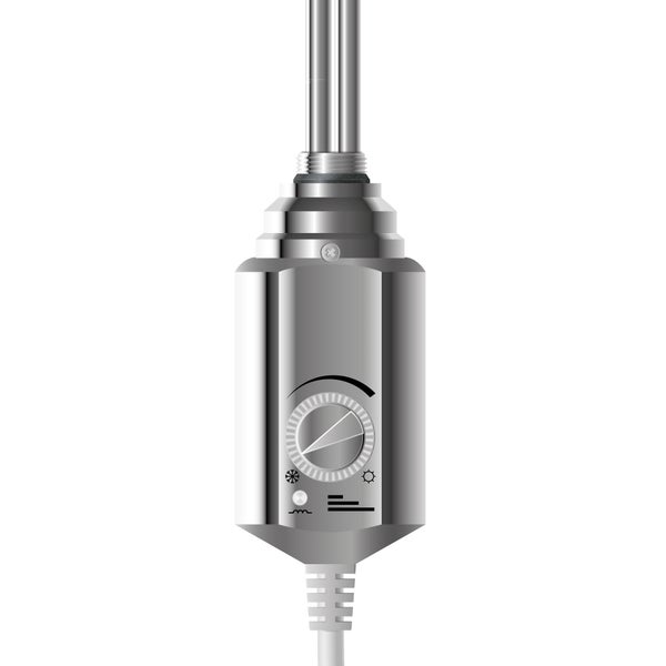 ECD Germany Heizstab 900W Chrom für Badheizkörper, Heizpatrone mit Thermostat für Heizkörper, Elektronischer Temperaturregler, Heizelement mit Stecker, Elektroheizstab für Heizungen & Handtuchtrockner