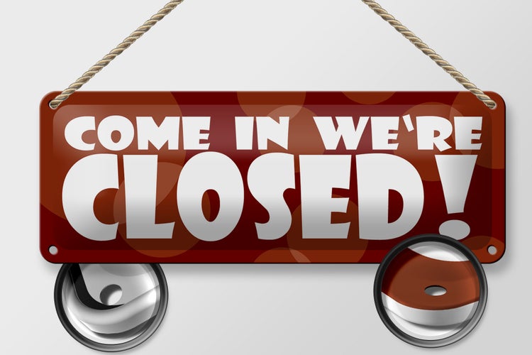 Blechschild Spruch 27x10cm Come in we're closed Dekoration