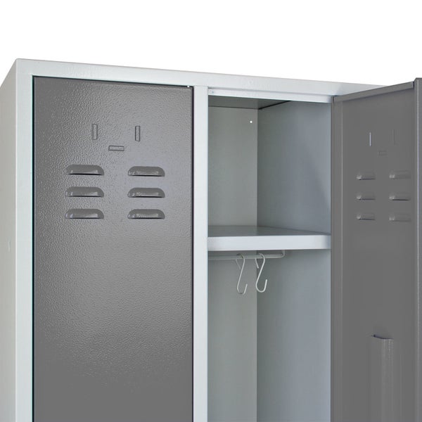 PROREGAL Garderobenschrank Ermine mit 2 Türen HxBxT 178 x 60 x 50 cm Lichtgrau Grau