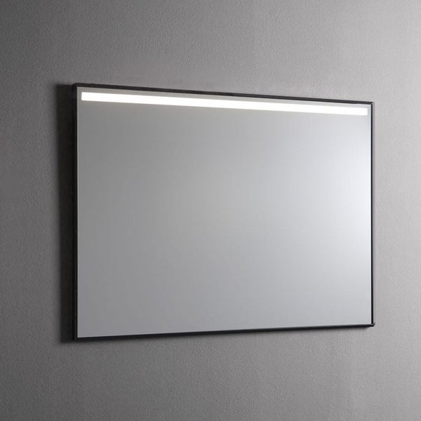 Badezimmerspiegel 100x70 mit schwarzem Rahmen und LED