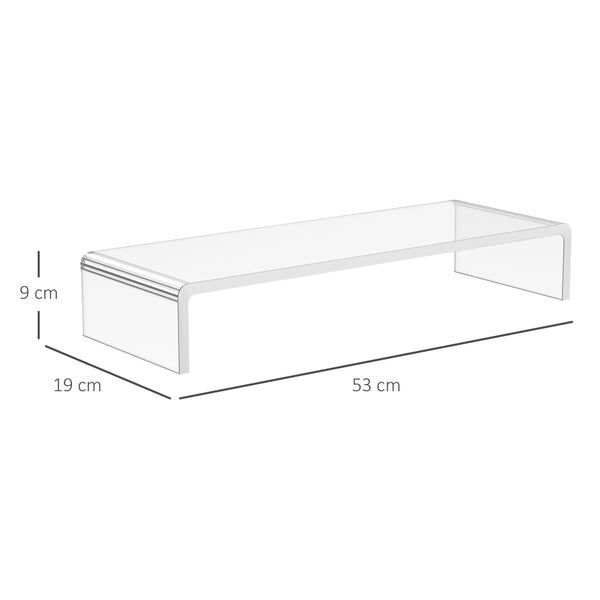 HOMCOM Monitorständer Bildschirmständer für Laptop Computer Notebook PC ergonomisch Acryl Transparent 53 x 19 x 9 cm