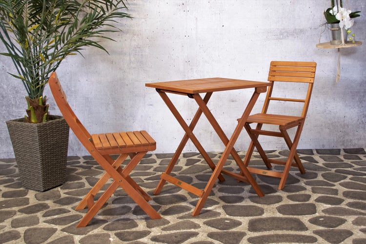 SenS-Line Bela Bistro-Set - Eukalyptus-Hartholz - Zusammenklappbar
