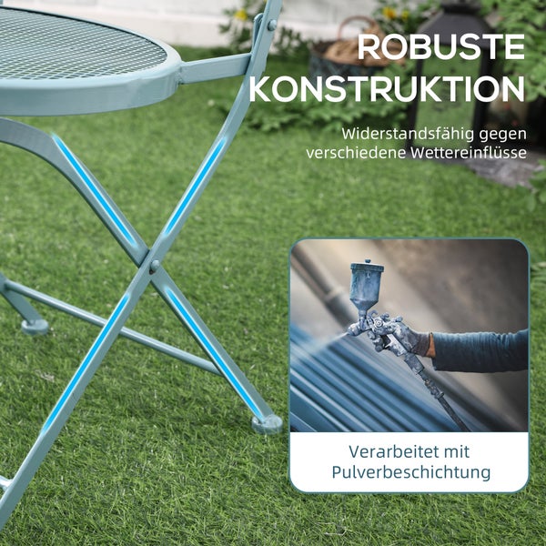 Detailaufnahme eines pulverbeschichteten Gartenstuhls, robust und widerstandsfähig gegen Wettereinflüsse