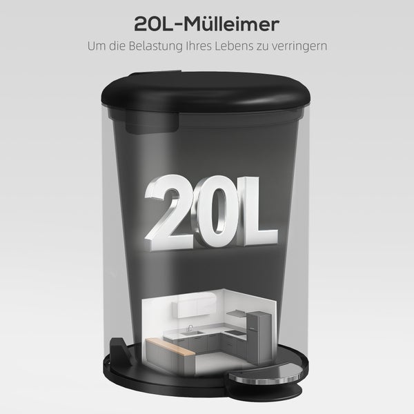 Tretmülleimer mit einem Fassungsvermögen von 20 Liter, geeignet für die Küche.