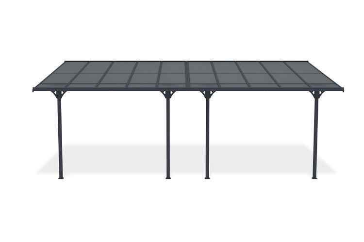 Angebaute Pergola/Carport 18m² KLEO 600L300 Aluminium Grau