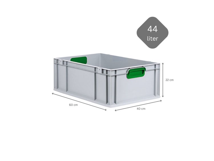 PROREGAL Spar Set 4x Eurobox Nextgen Color HxBxT 22 x 40 x 60 cm 44 Liter Griffe Grün Geschlossen Verstärkter Boden Eurobehälter Transportbox