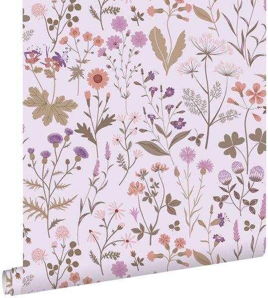 ESTAhome Tapete Feldblumen Violett - 50 x 900 cm - 139756