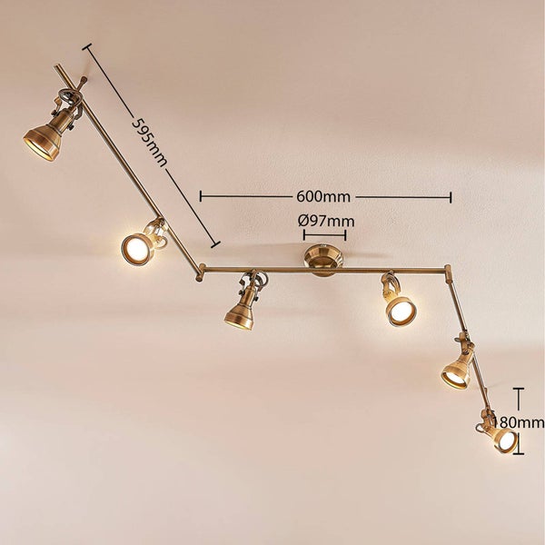Lindby Deckenlampe Perseas (Retro, Vintage Antik) in Bronze aus Metall (6 flammig GU10) - Deckenleuchte Lampe Wohnzimmerleuchte