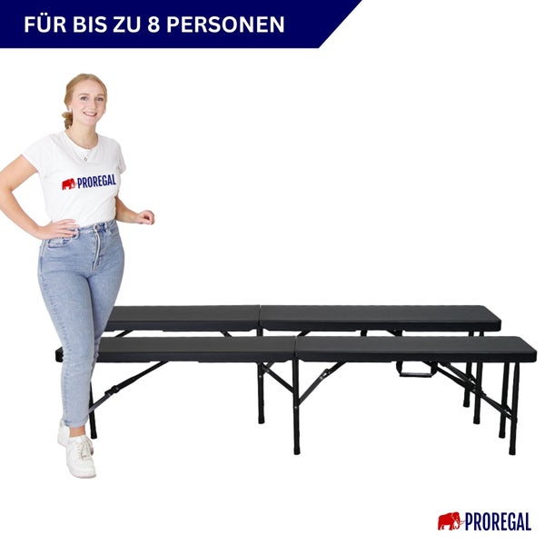 Klapptisch und Klappbank für bis zu acht Personen