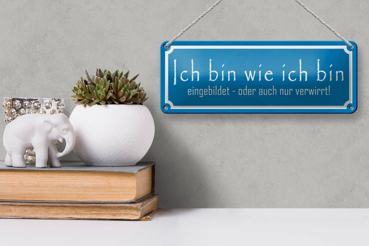 Blechschild Spruch 27x10cm ich bin wie ich bin eingebildet Dekoration