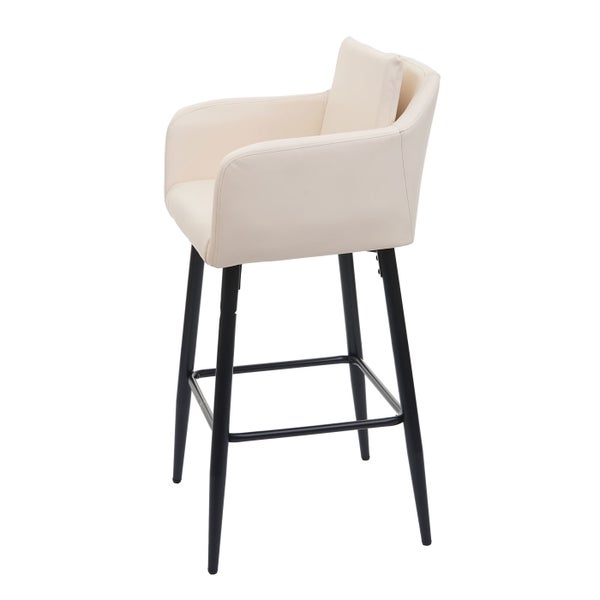Hocker mit Armlehne und schwarzem Gestell