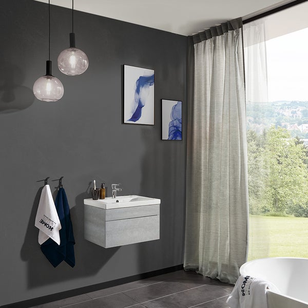 Home Deluxe - Badmöbel-Set - WANGEROOGE Grau - Small - inkl. Waschbecken und komplettem Zubehör - Breite Waschbecken: 60 cm | Badezimmermöbel Waschtisch Badmöbelset