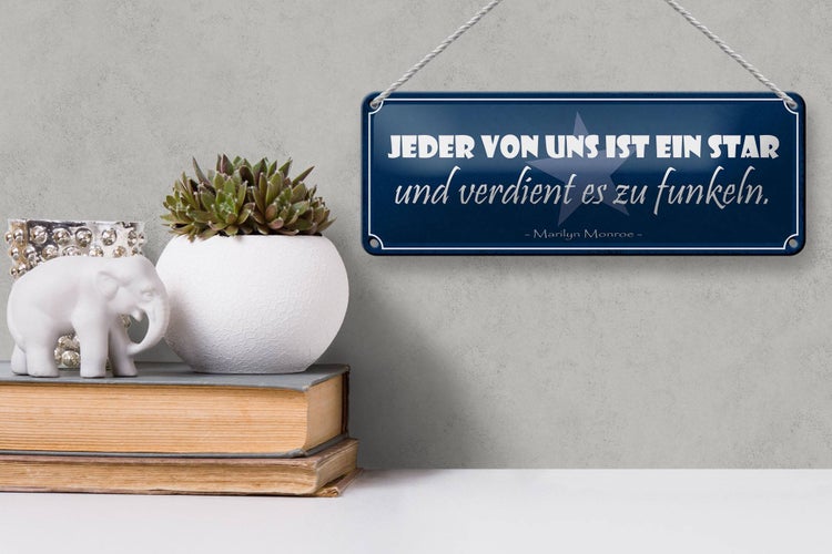 Blechschild Spruch 27x10cm jeder von uns ist ein Star und Dekoration