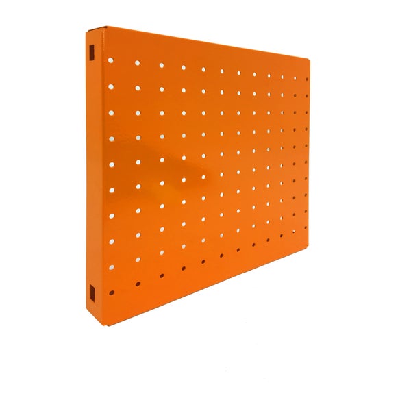 PROREGAL Doppelpack 2x Memoboard aus Stahl Gelocht HxBxT 30 x 30 x 3,5 cm Orange Lochblech Wandtafel Trägersystem