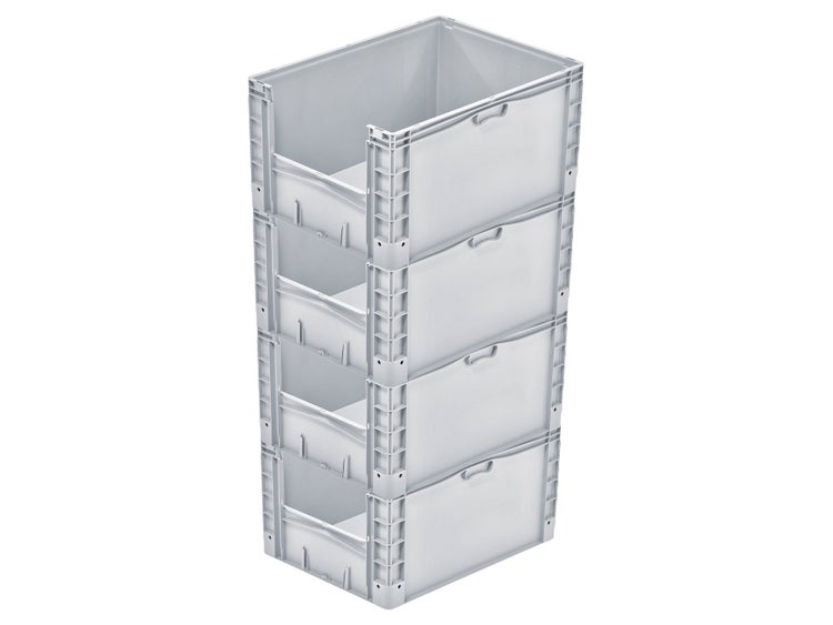PROREGAL SparSet 4x Euro-Norm Großbehälter Insight HxBxT 42 x 60 x 80 cm 168 Liter Grau Eurobehälter Transportbox