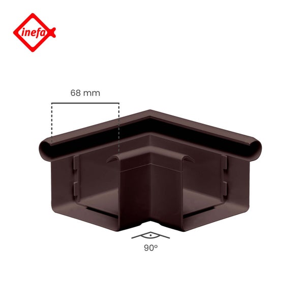 Inefa Rinnenecke innen 90 Grad, Breite 68 Millimeter, Inefa Logo.