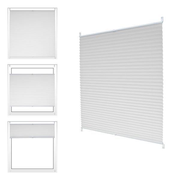 ECD Germany Plissee 55 x 200 cm - Weiß - Klemmfix - EasyFix - ohne Bohren - Sonnen- und Sichtschutz - für Fenster und Tür - inkl. Befestigungsmaterial - Jalousie Faltrollo Fensterrollo Rollo