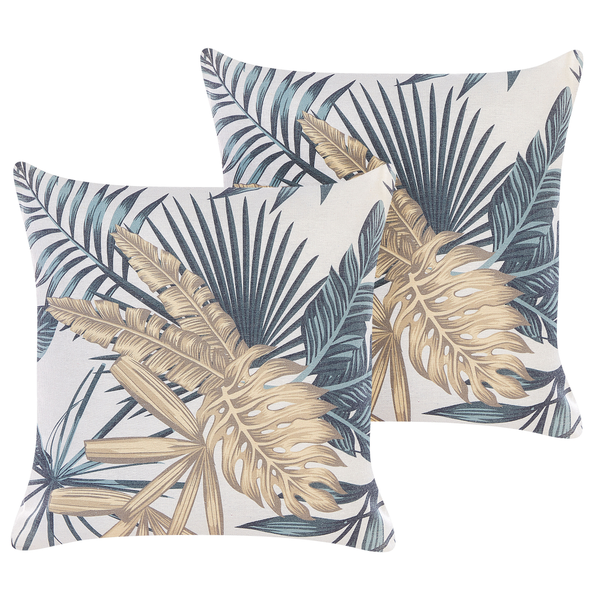 Dekokissen 2er Set TAGETES 45 x 45 cm Bunt Pflanzenmuster