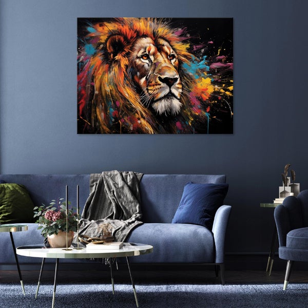 Leinwandbild Abstrakt Löwe Bilder Modern Wohnzimmer 120X80 cm