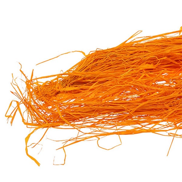 Orangefarbener Bast zum Dekorieren und Basteln.