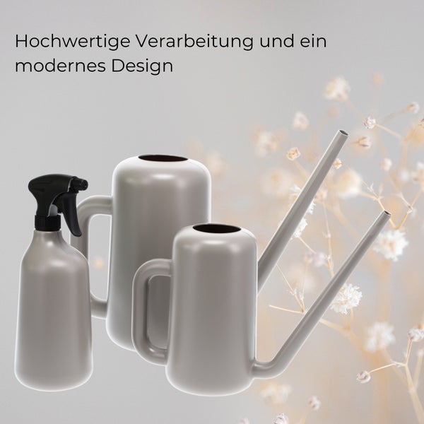Gießkannen + Pflanzensprüher 3er Set Zimmerpflanzen Indoor Design Blumensprüher Sprühflasche leer Blumengießkanne