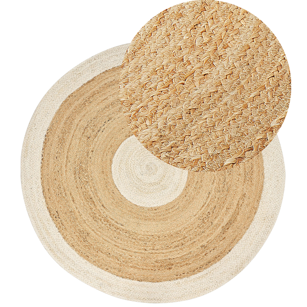 Teppich YAYALAR Cremeweiß ø 140 cm Jute