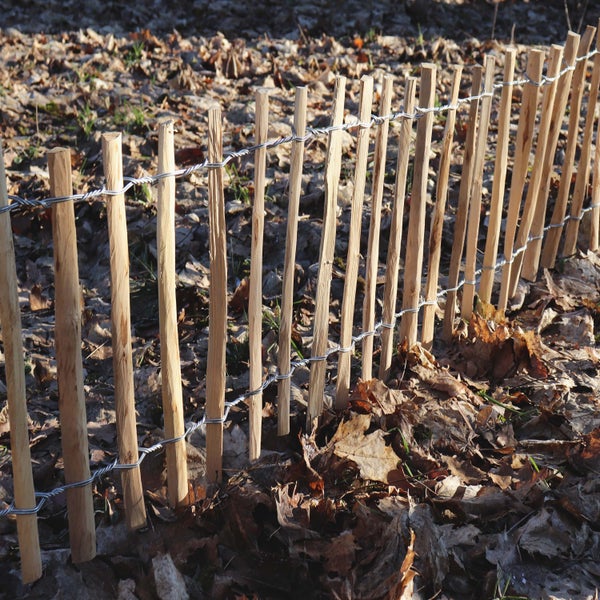 15m Staketenzaun Rollboarder 60cm hoch Lattenabstand 4-6cm Gartenzaun aus Haselnuss Holzzaun