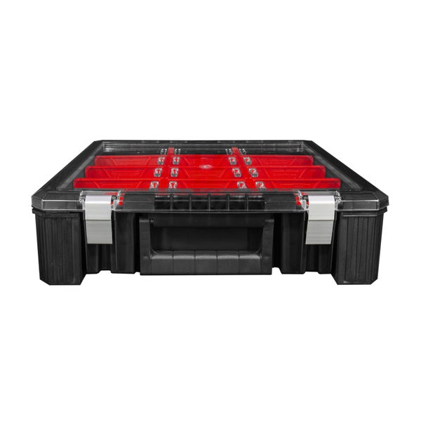 PROREGAL Sortierkasten 12 Fächer | HxBxT 11x39x40cm | Schwarz/Rot