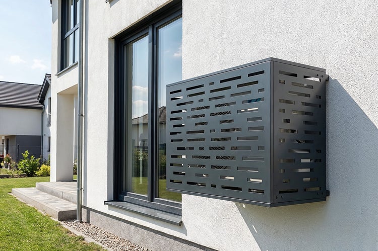 Abdeckung für Außengerät einer Klimaanlage an einer Hauswand