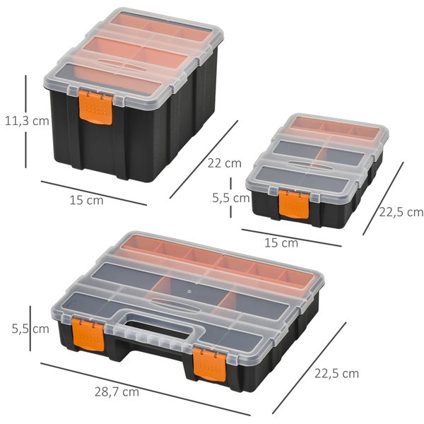 DURHAND 4PCS Werkzeugaufbewahrung, 28,7 x 22,5 x 5,5 cm, Kunststoff, Orange