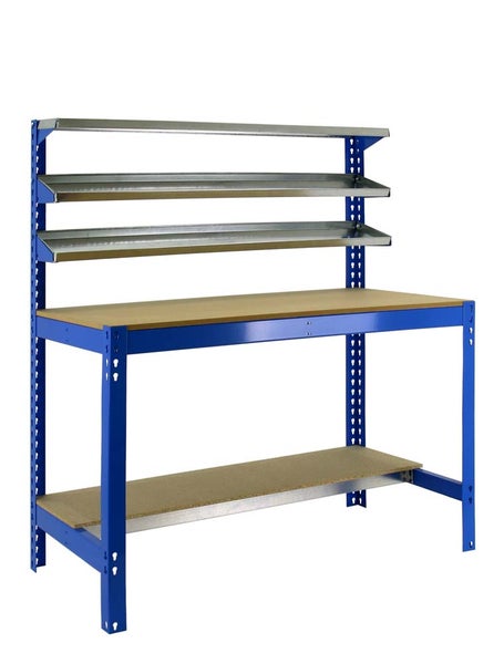 PROREGAL Werkbank Buffalo mit Frontablage HxBxT 84 x 150 x 76 cm Traglast 600 kg Blau