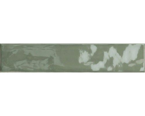Steingut Wandfliese Kyushu grün glänzend 5x25 cm