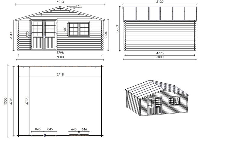 Gartenhaus, Gerätehaus 30m2 - 6x5m - 40mm
