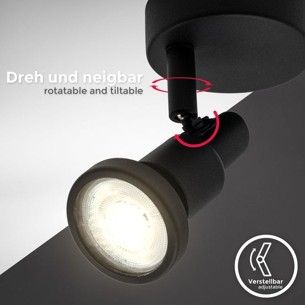 Wandlampe - 4,8W, 400lm, LED, schwenkbar, IP44, warmweiß, schwarz