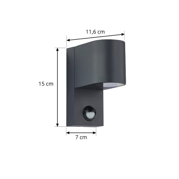 Lindby Wandleuchte außen Gelso mit Bewegungsmelder (spritzwassergeschützt (Modern) in Schwarz aus Aluminium (1 flammig, GU10) - Wandlampe für Außenwand/Hauswand Haus Terrasse und Balkon