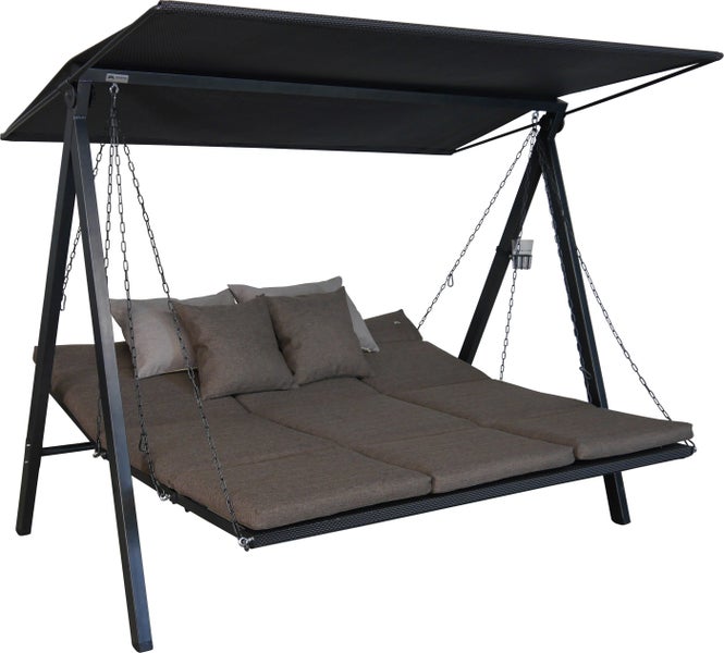 Gartenschaukel mit Dach, Sitzkissen und Zierkissen