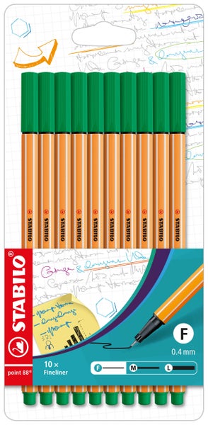 STABILO Fineliner Fineliner point 88, 10er Set - grün