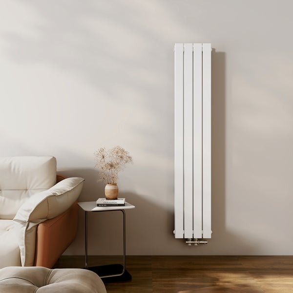 EMKE Designheizkörper Flach, Design Paneelheizkörper Vertikal, Doppellagig, Mittelanschluss, 160x30cm, 889W, Weiß