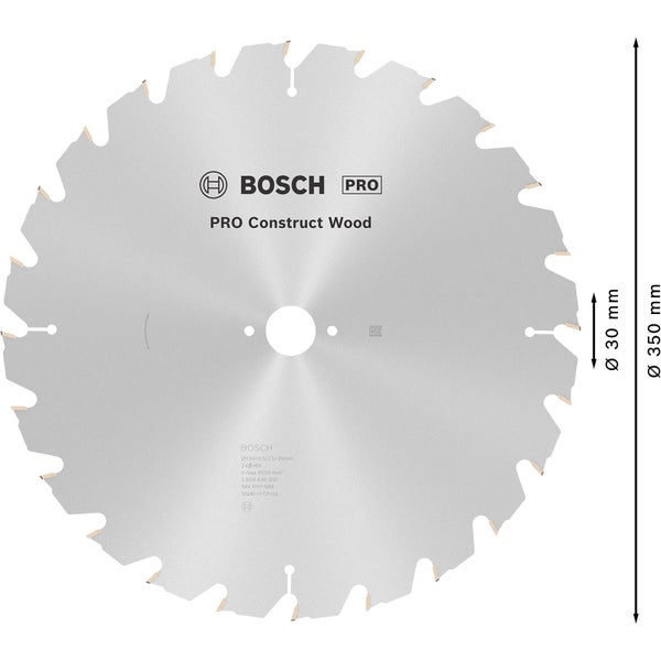 Bosch Pro Construct Wood Kreissägeblatt mit 350 Millimeter Durchmesser