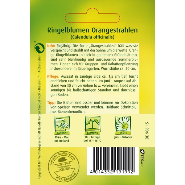 Ringelblumen Orangestrahlen Samen von Quedlinburger SAATGUT